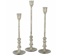 Outlet * Lot De 3 Chandeliers Design "Becca" 44Cm Argent