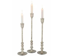 Outlet * Lot De 3 Chandeliers Design "Becca" 44Cm Argent