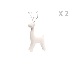 Best * Lot De 2 Décoration De Noël Design Renne Ice Xmas - Blanc