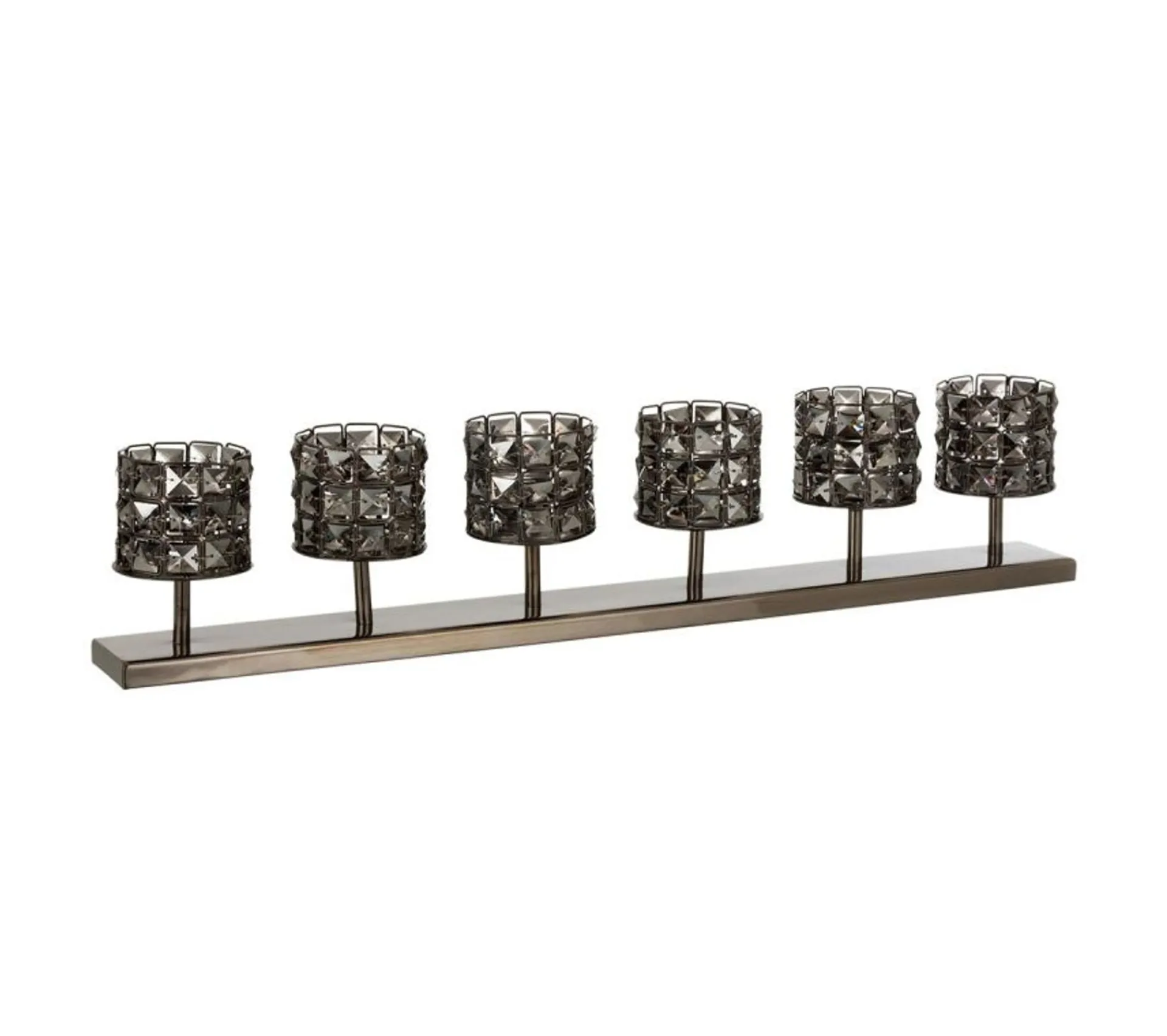 Cheap * Lot De 6 Photophores Avec Cristaux "Gilo" 61Cm Gris