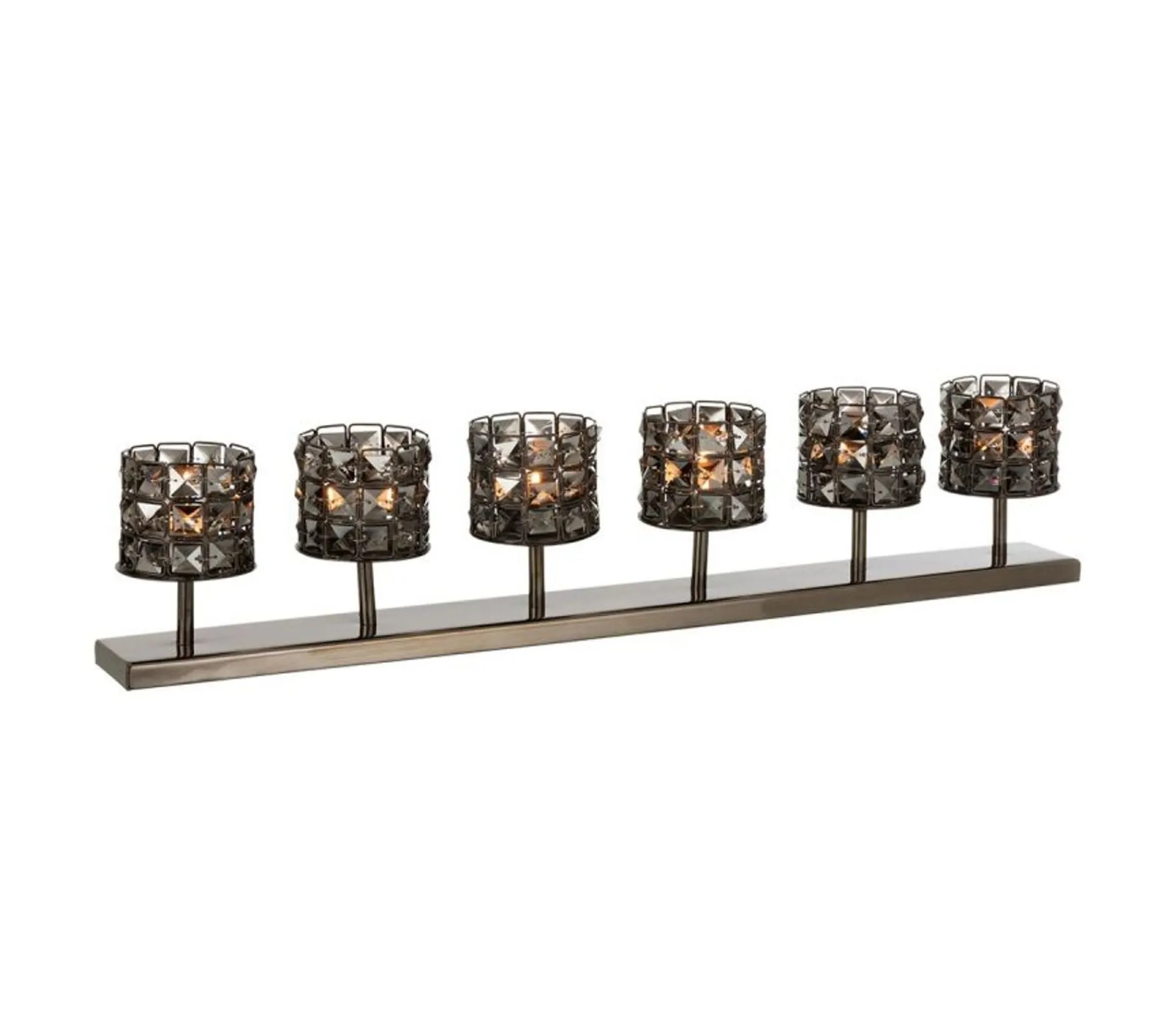 Cheap * Lot De 6 Photophores Avec Cristaux "Gilo" 61Cm Gris