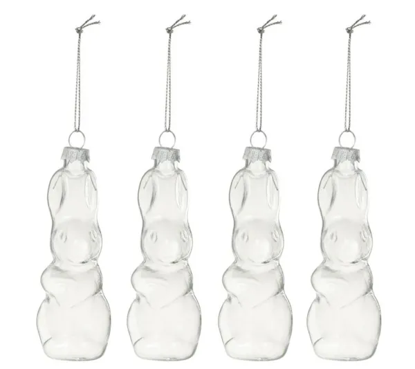 * Guirlande Et Boule De Sapin^Lot De 4 Sujets A Suspendre En Verre "Lapin" 10Cm Transparent