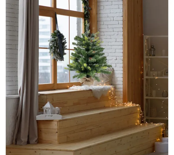 MOBILI REBECCA Sapin Et Accessoire^ Arbre De Noël Artificiel Petit Sapin Vert 60 Cm Avec 80 Branches Base Yuta