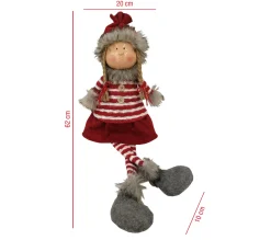 Outlet MOBILI REBECCA Elf De Noël Gnome Tissu De Noël Gris Rouge Personnages