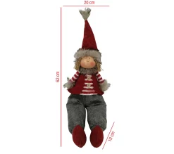Discount MOBILI REBECCA Elf Nordique Gnome De Noël En Tissu Gris Rouge Décoration De Noël