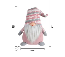 Clearance MOBILI REBECCA Gnome Nain Scandinave Polyester Gris Rose Avec Barbe 30.5X19X13