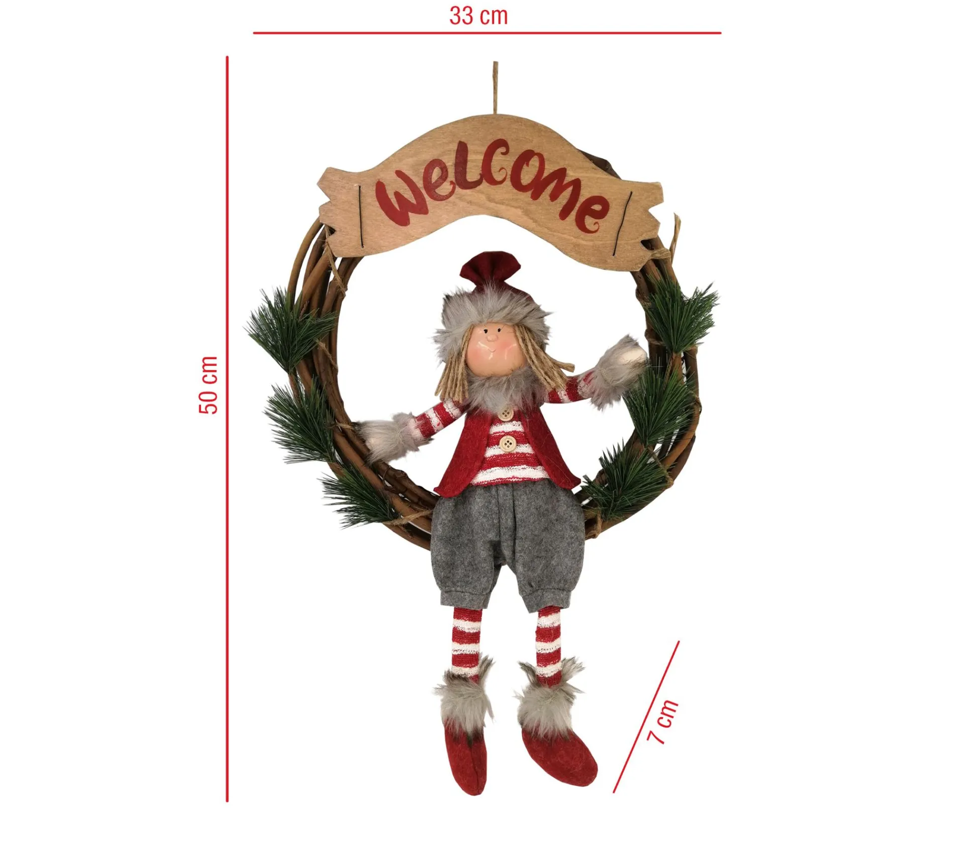 Best MOBILI REBECCA Guirlande De Noël Festoon Pour Exterieur En Tissu Et Osier