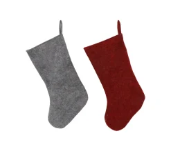 Discount MOBILI REBECCA Lot 2 Bas De Noël Befana Epiphanie Rouge Gris Tissu Avec Elfe Elf Gnome
