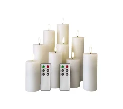 Fashion MOBILI REBECCA Set De 9 Bougies Electriques, Bougies Led, Avec Telecommande Et Minuteur, Blanc