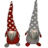 Outlet MOBILI REBECCA Set De 2 Gnomes Elfes Décoratif Tissu Gris Rouge 48X20X14