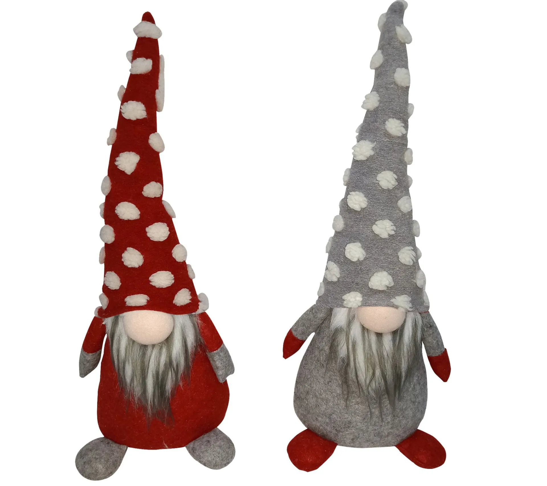 Outlet MOBILI REBECCA Set De 2 Gnomes Elfes Décoratif Tissu Gris Rouge 48X20X14