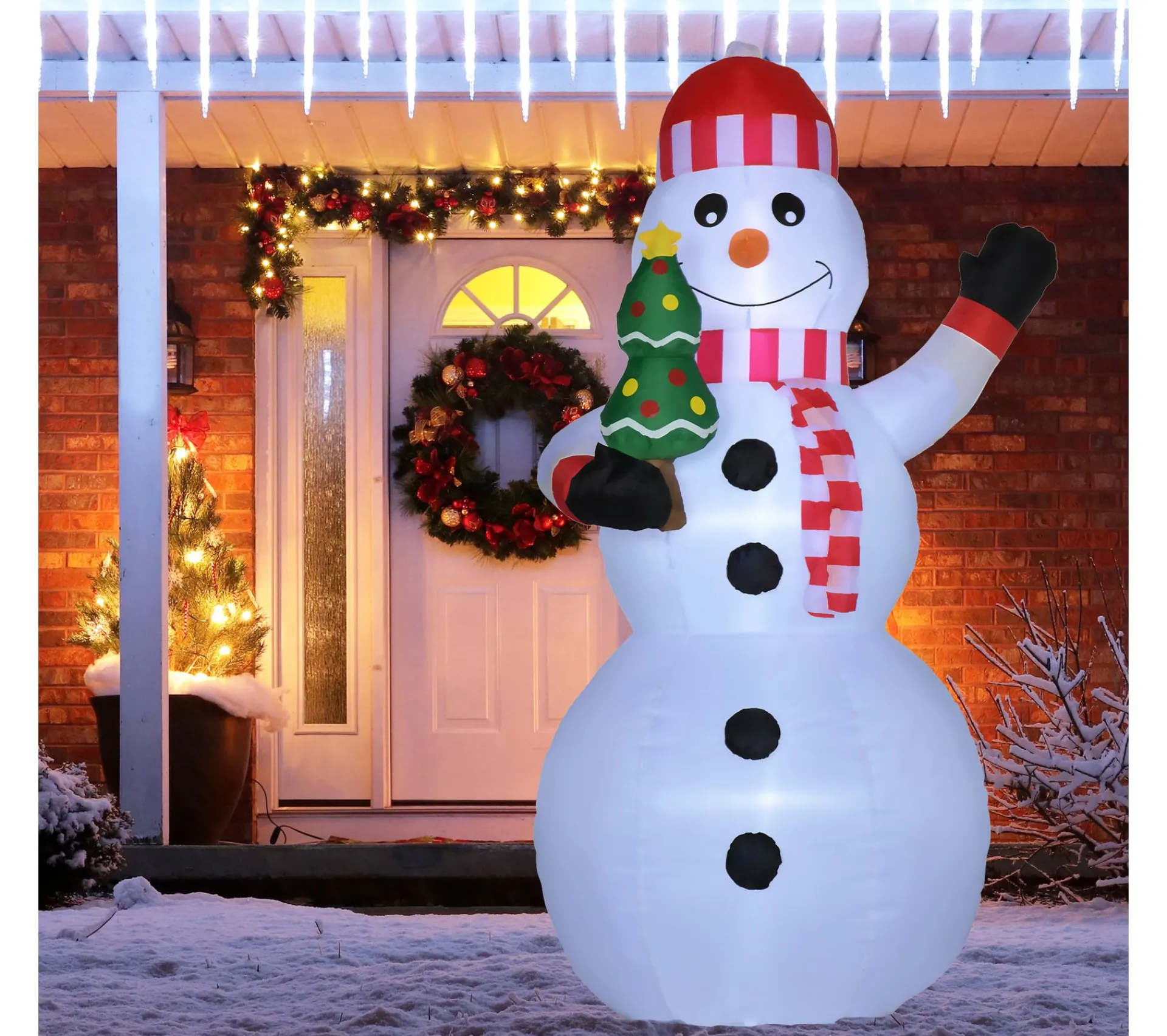 Best Sale OUTSUNNY Bonhomme De Neige Gonflable 3 Led H. 180 Cm Polyester Impermeable Blanc