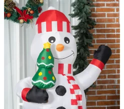 Best Sale OUTSUNNY Bonhomme De Neige Gonflable 3 Led H. 180 Cm Polyester Impermeable Blanc