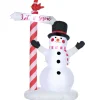 Cheap OUTSUNNY Bonhomme De Neige Gonflable 3 Led H. 213 Cm Polyester Impermeable Blanc