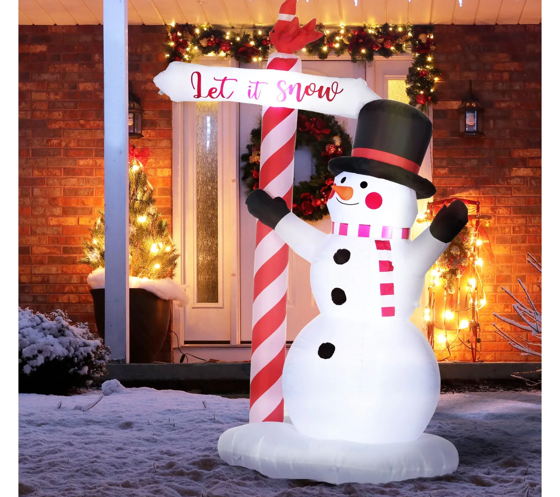 Cheap OUTSUNNY Bonhomme De Neige Gonflable 3 Led H. 213 Cm Polyester Impermeable Blanc