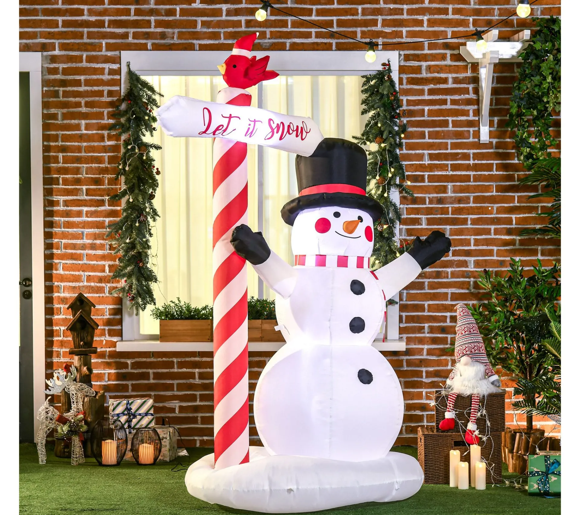 Cheap OUTSUNNY Bonhomme De Neige Gonflable 3 Led H. 213 Cm Polyester Impermeable Blanc