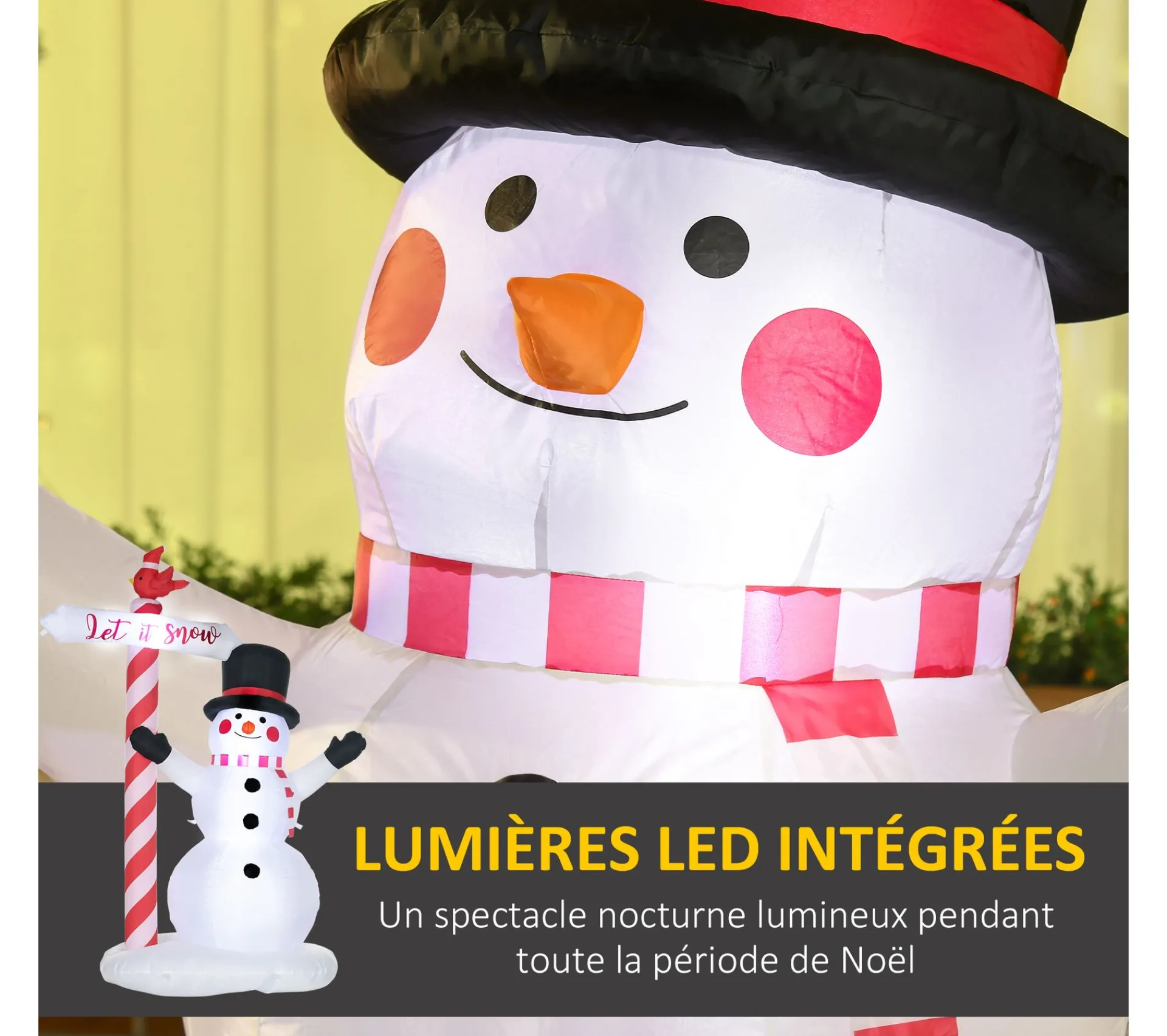 Cheap OUTSUNNY Bonhomme De Neige Gonflable 3 Led H. 213 Cm Polyester Impermeable Blanc