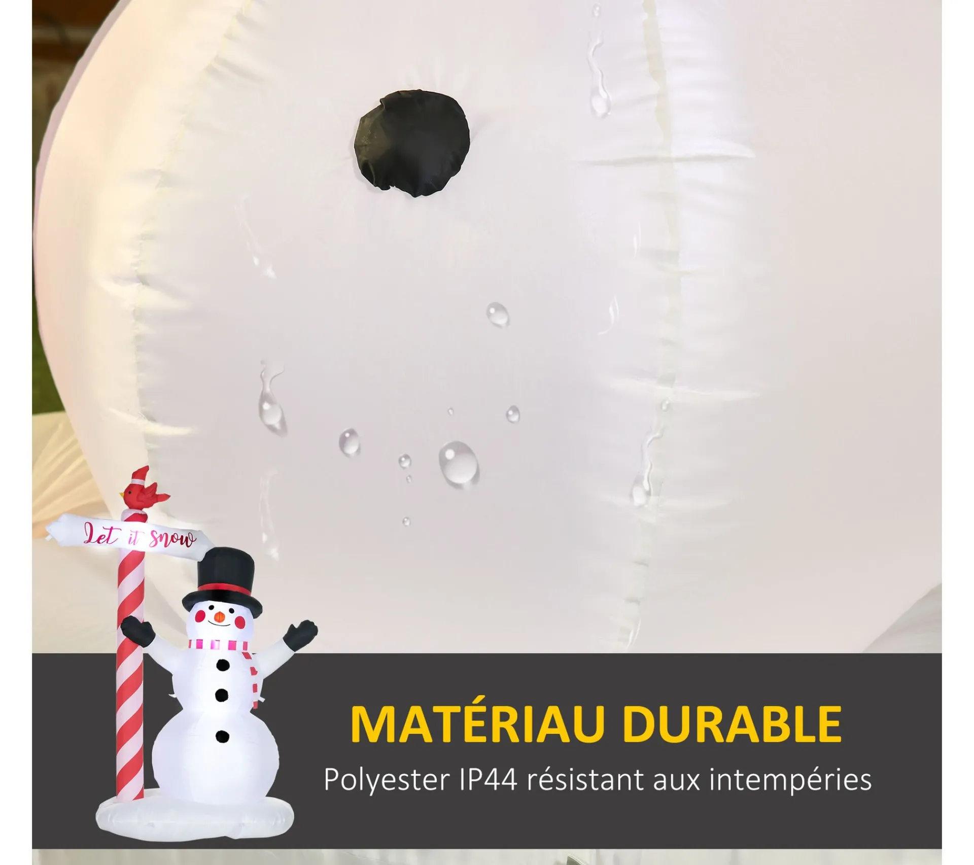 Cheap OUTSUNNY Bonhomme De Neige Gonflable 3 Led H. 213 Cm Polyester Impermeable Blanc