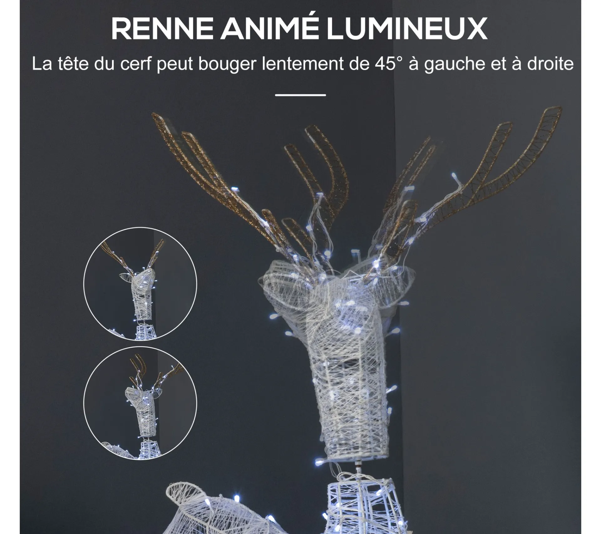 Flash Sale OUTSUNNY Déco Renne De Noël Lumineux 92 Led Blanc Froid