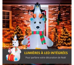 Best OUTSUNNY Ours Polaire Gonflable Led De Noël Avec Pingouin Cadeau