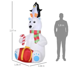 Best OUTSUNNY Ours Polaire Gonflable Led De Noël Avec Pingouin Cadeau