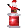 Best OUTSUNNY Pere Noël Gonflable Avec Cheminee Led 2,10H M Polyester