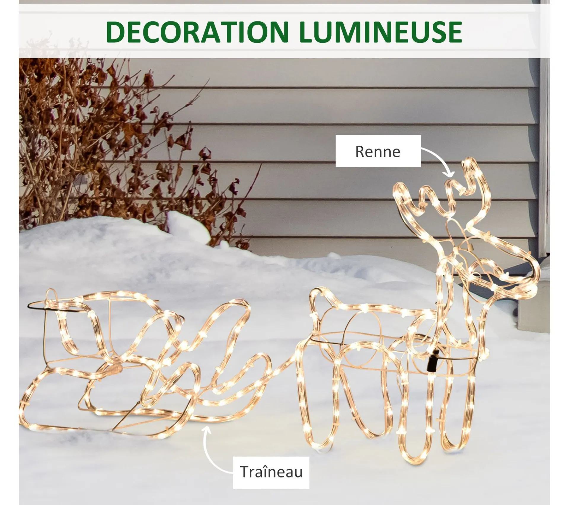 Cheap OUTSUNNY Silhouette Renne Lumineux Avec Traineau 192 Led Blanc Chaud