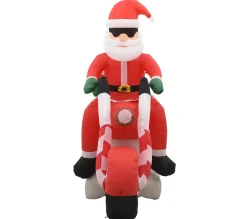 New * Pere Noël Gonflable Sur Moto Led Ip44 160 Cm