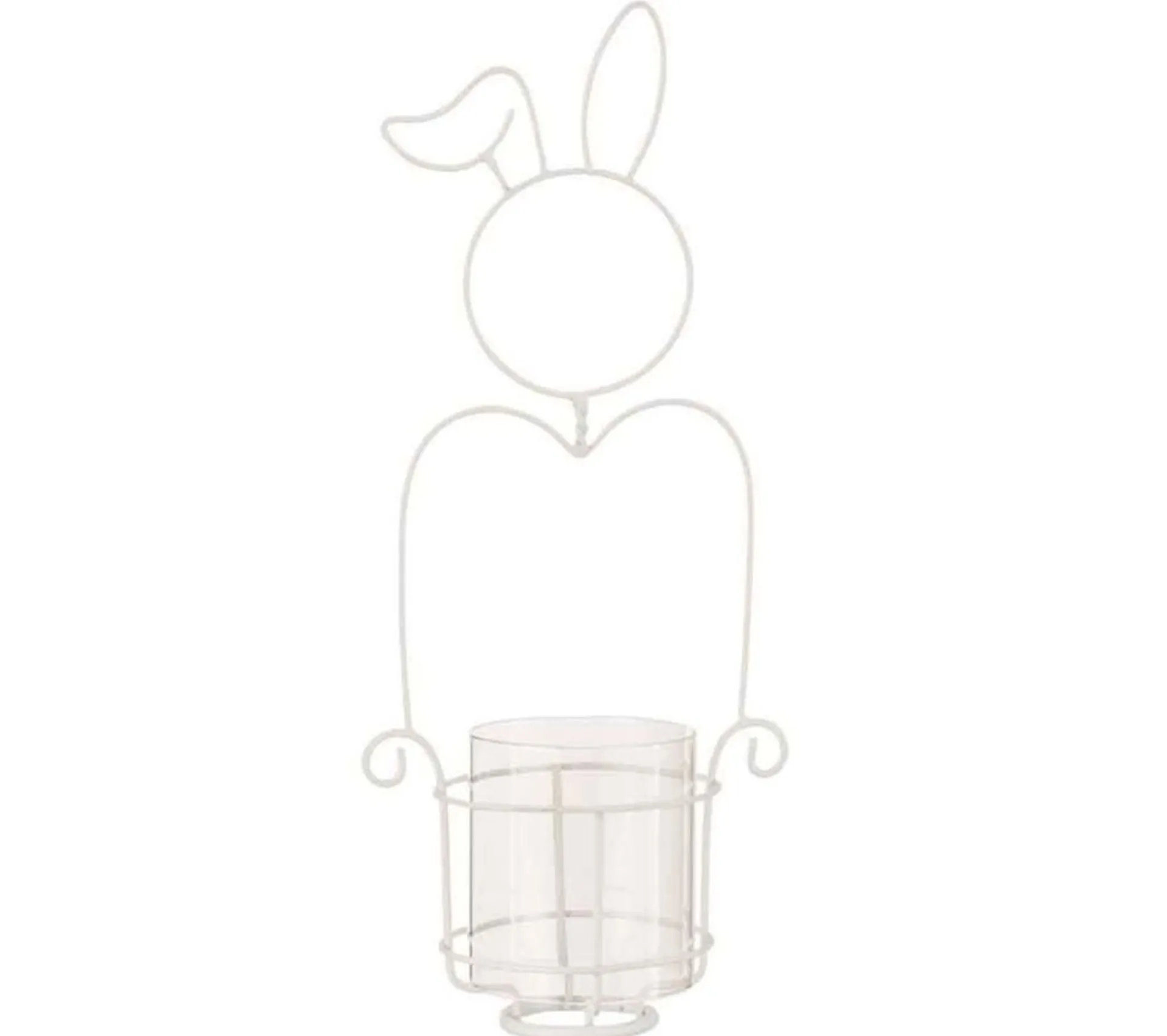 Flash Sale * Photophore Déco En Metal "Lapin" 41Cm Blanc