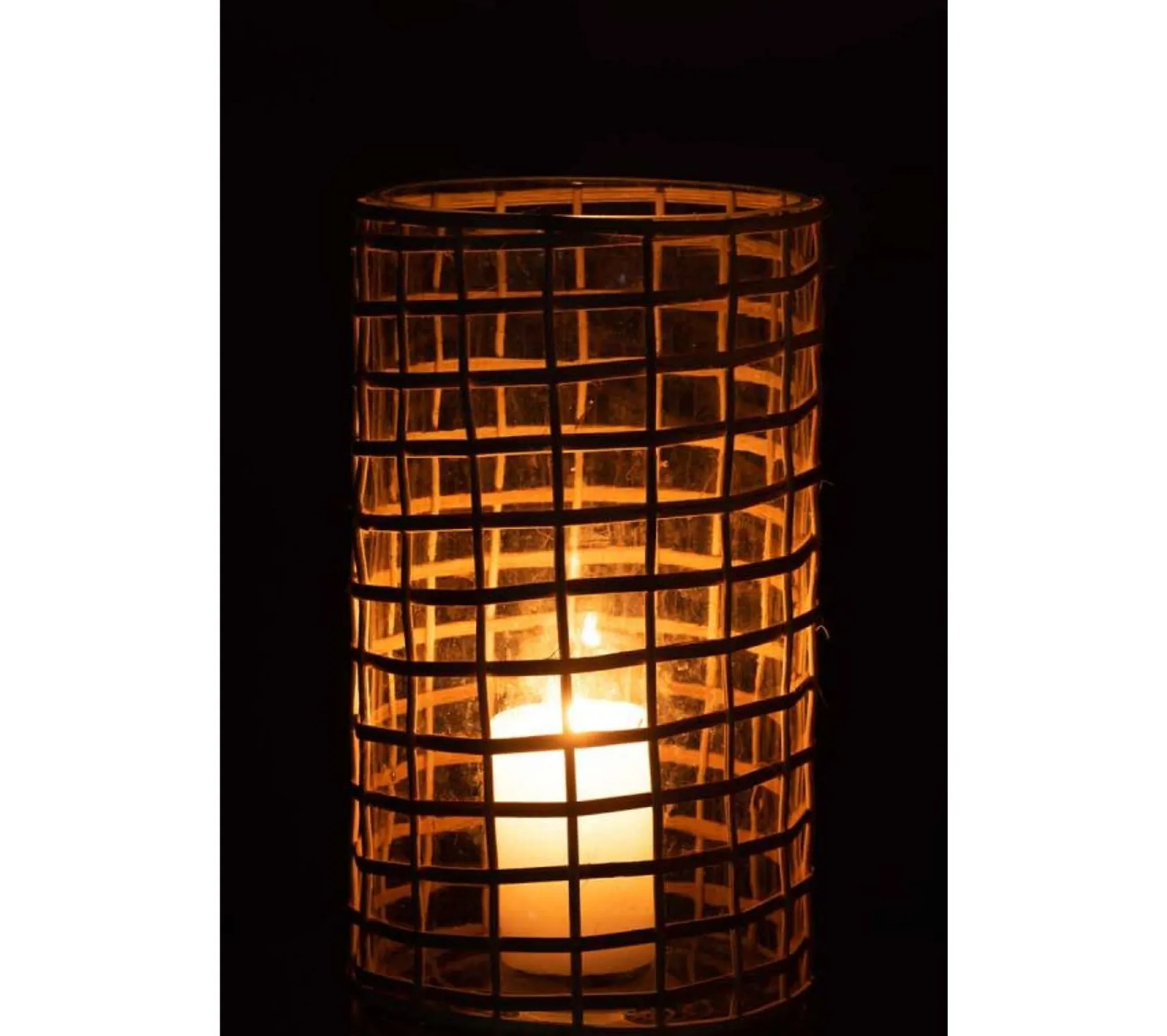 Best Sale * Photophore Design En Rotin "Lamina" 25Cm Naturel