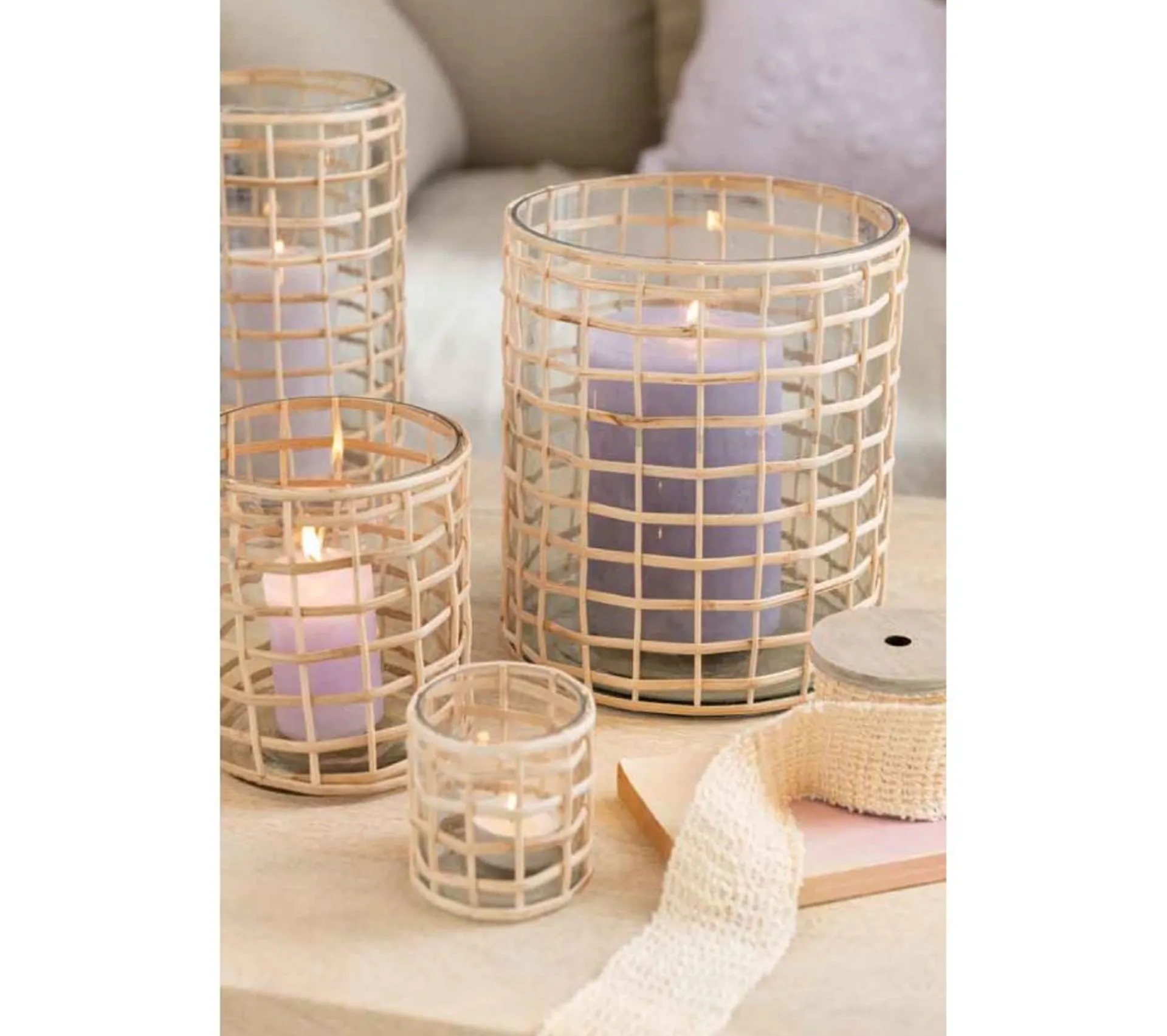 Best Sale * Photophore Design En Rotin "Lamina" 25Cm Naturel