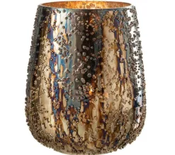 Hot * Photophore Design En Verre "Lise" 21Cm Marron