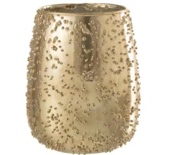 New * Photophore Design En Verre "Lise" 16Cm Or