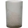 Sale * Photophore Design En Verre "Feuilles" 18Cm Beige