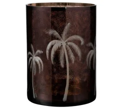 Outlet * Photophore Design "Feuilles Palmier" 24Cm Marron