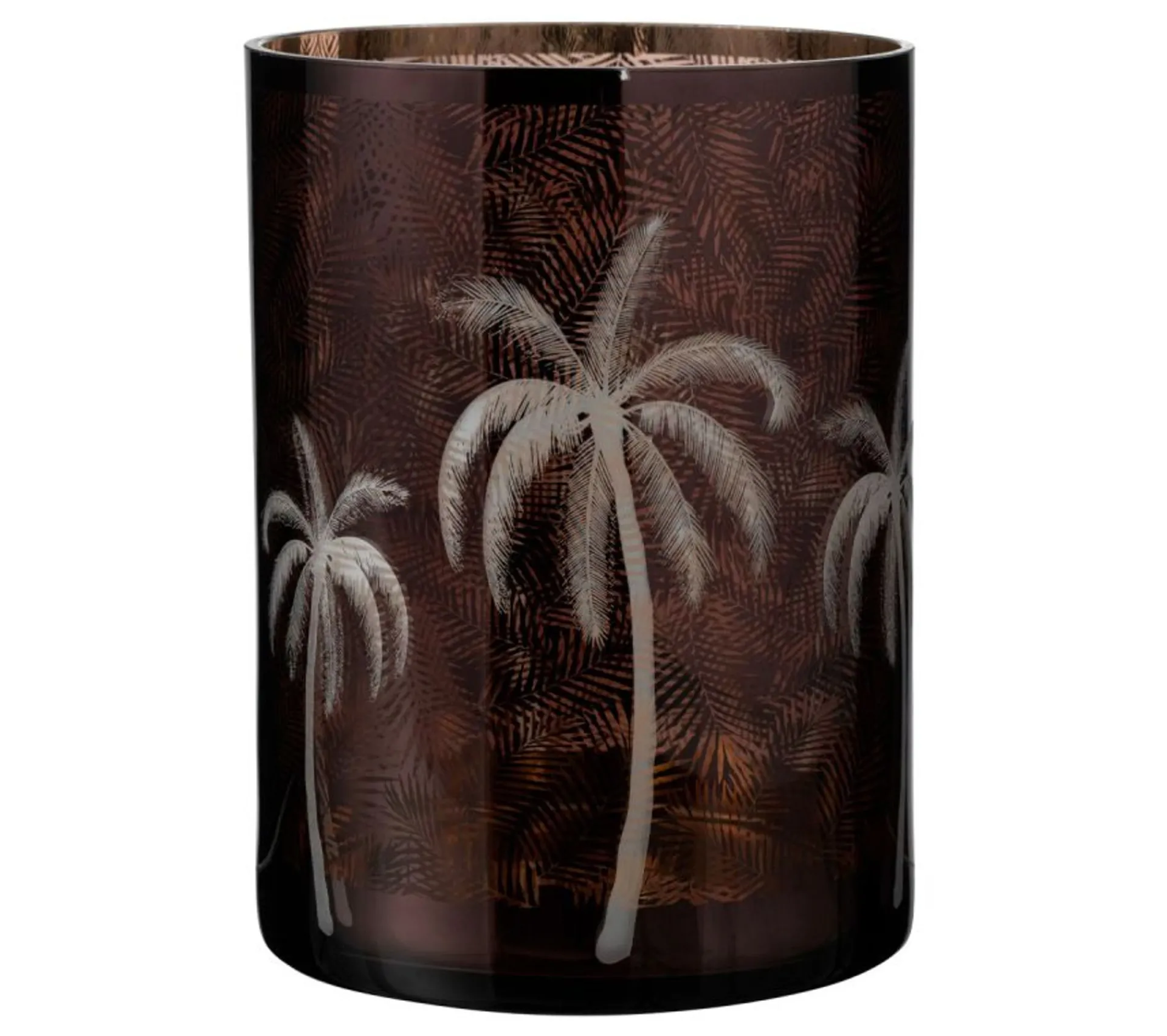 Outlet * Photophore Design "Feuilles Palmier" 24Cm Marron