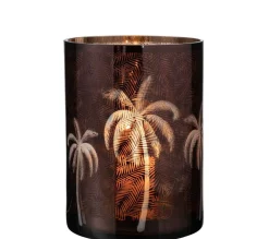 Outlet * Photophore Design "Feuilles Palmier" 24Cm Marron