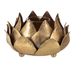 Store * Photophore Design "Fleur De Lotus" 17Cm Or