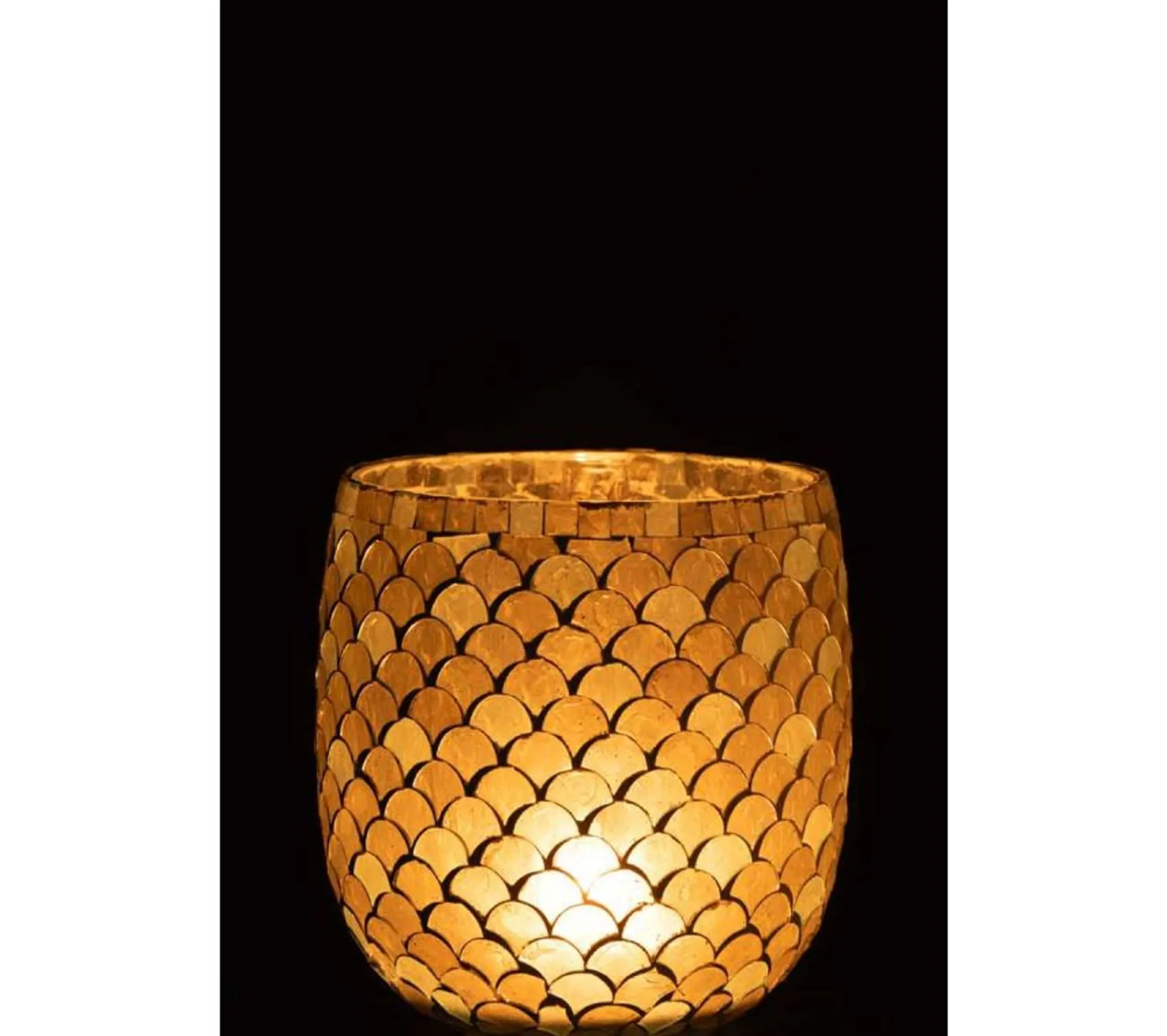 Best Sale * Photophore Design "Mosaique" 16Cm Blanc Et Jaune