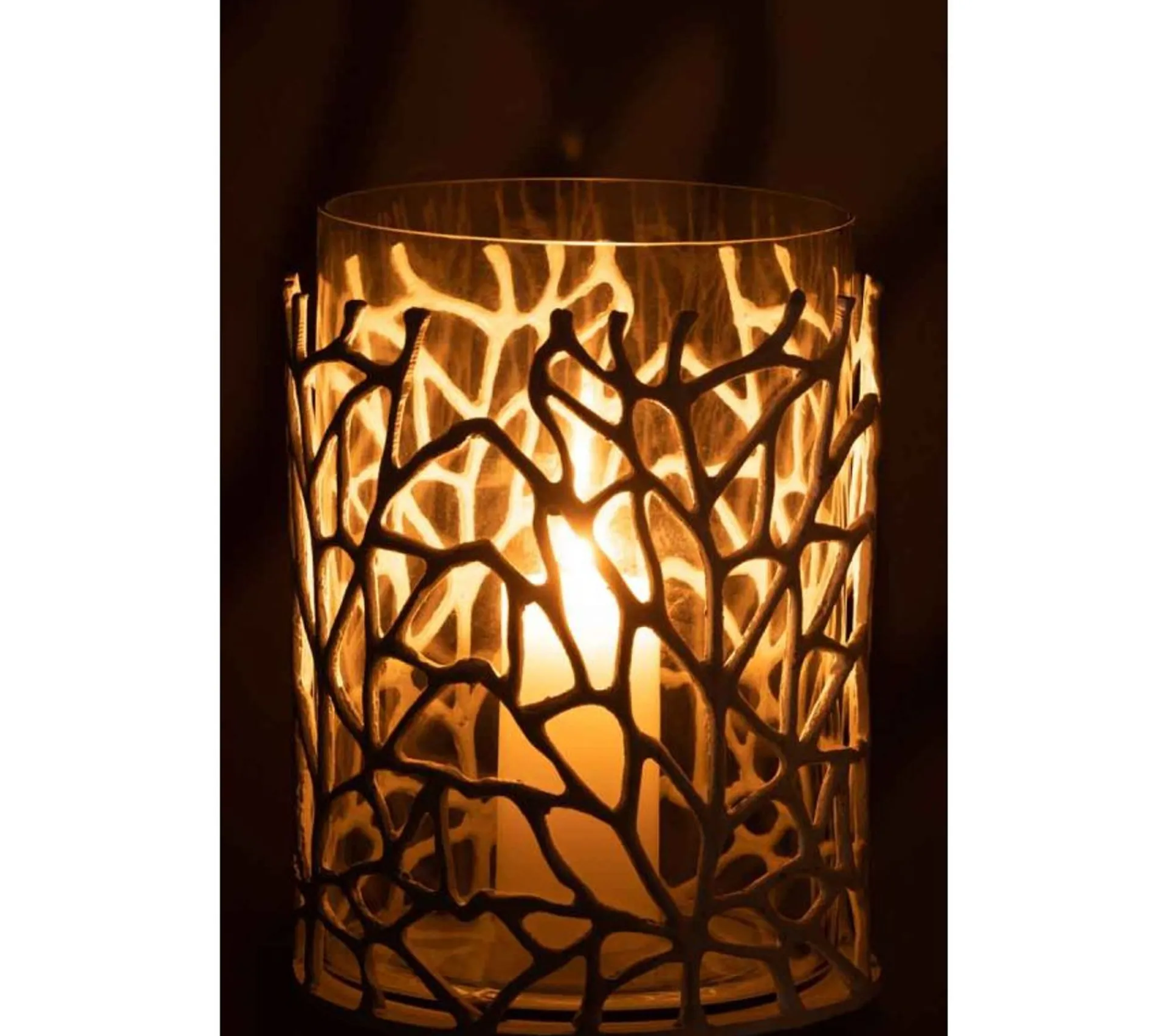 Best Sale * Photophore En Metal Design "Susura" 32Cm Blanc