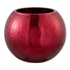 Clearance * Photophore En Verre "Boule Craquelee" 20Cm Rouge