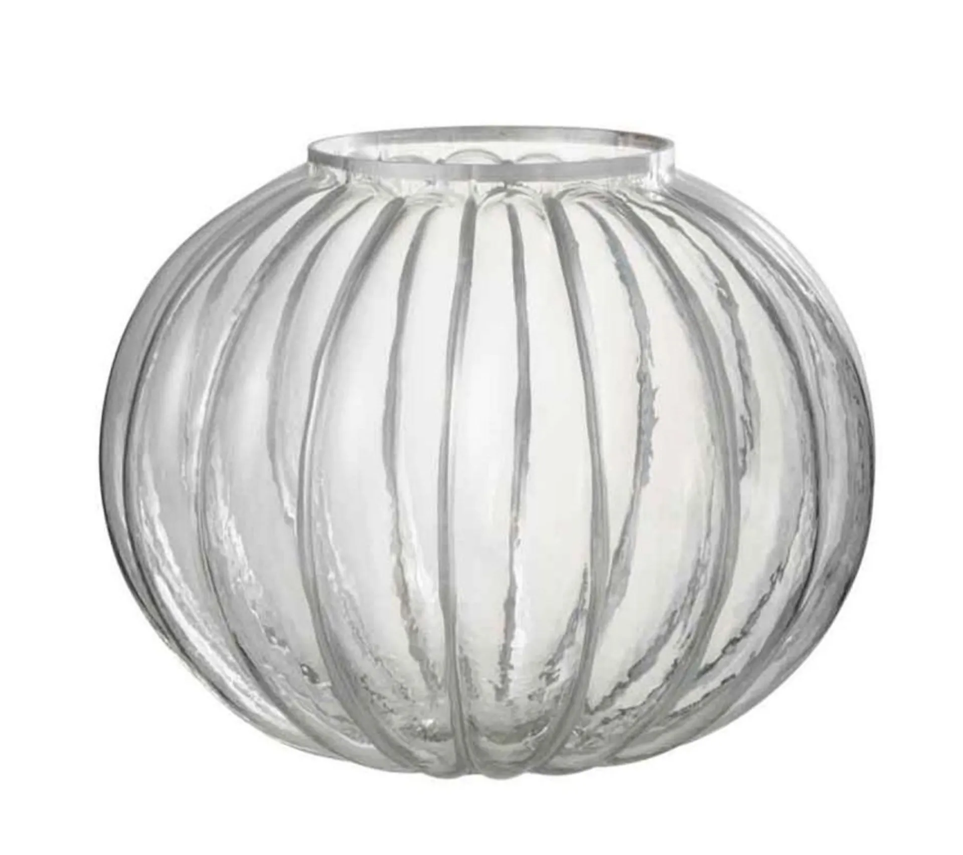 New * Photophore En Verre "Boule" 29Cm Argent