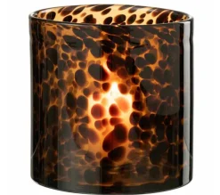 Flash Sale * Photophore En Verre "Cylindre Pois" 18Cm Marron