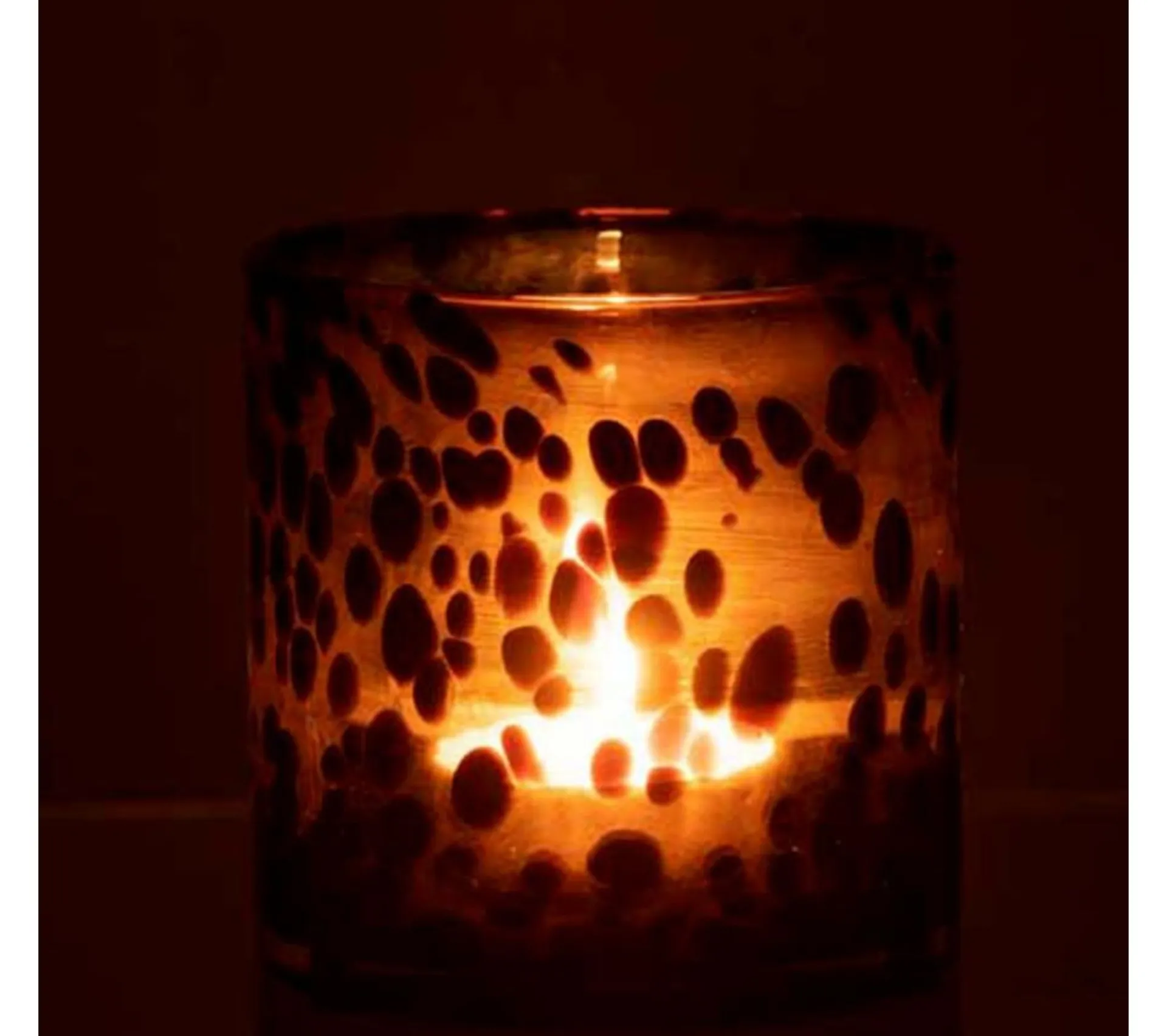 Cheap * Photophore En Verre "Cylindre Pois" 12Cm Marron