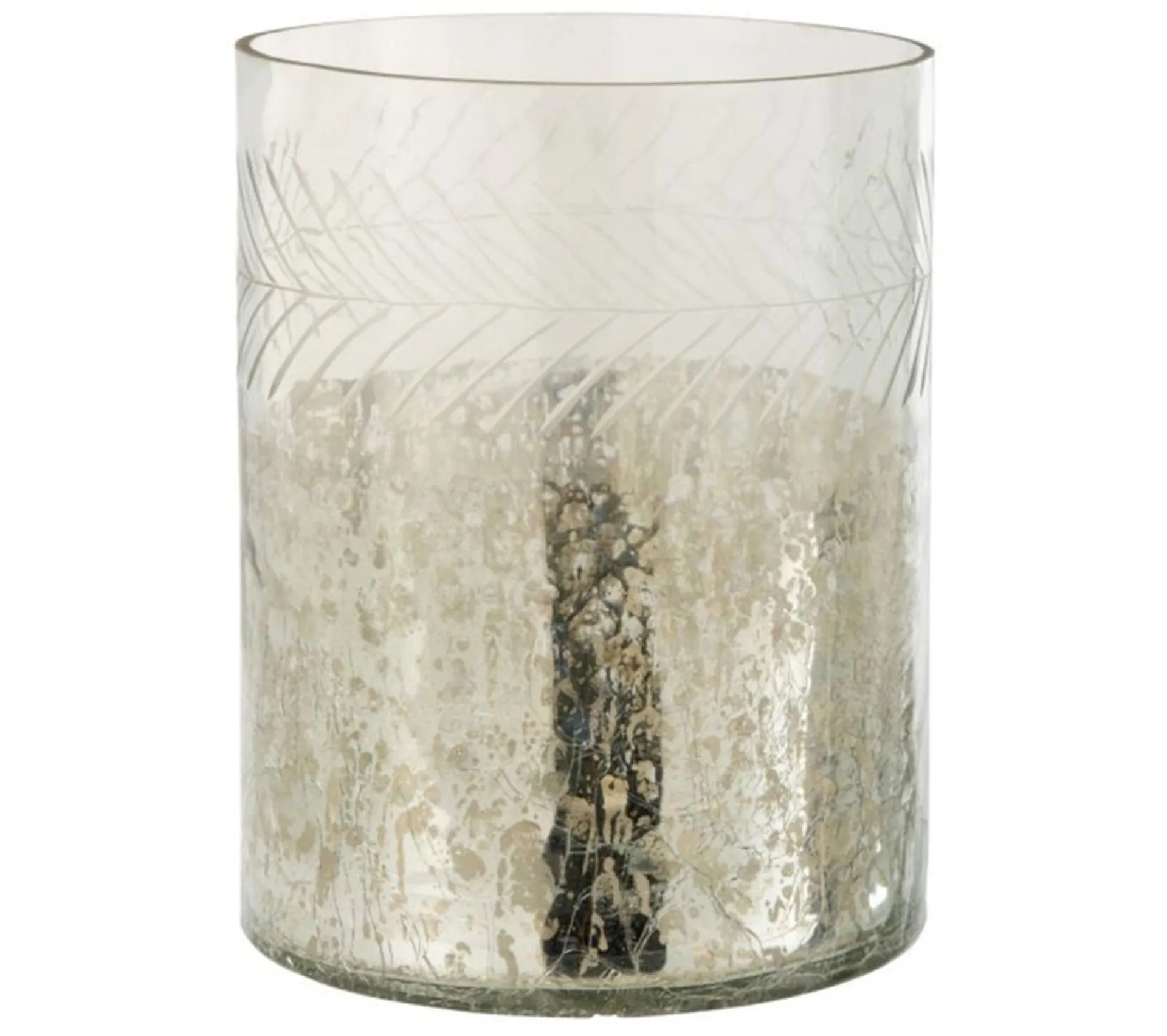 Best Sale * Photophore En Verre Déco "Craquele" 27Cm Argent