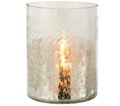 Best Sale * Photophore En Verre Déco "Craquele" 27Cm Argent