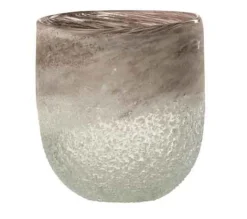 Best Sale * Photophore En Verre Design "Scavo" 15Cm Gris