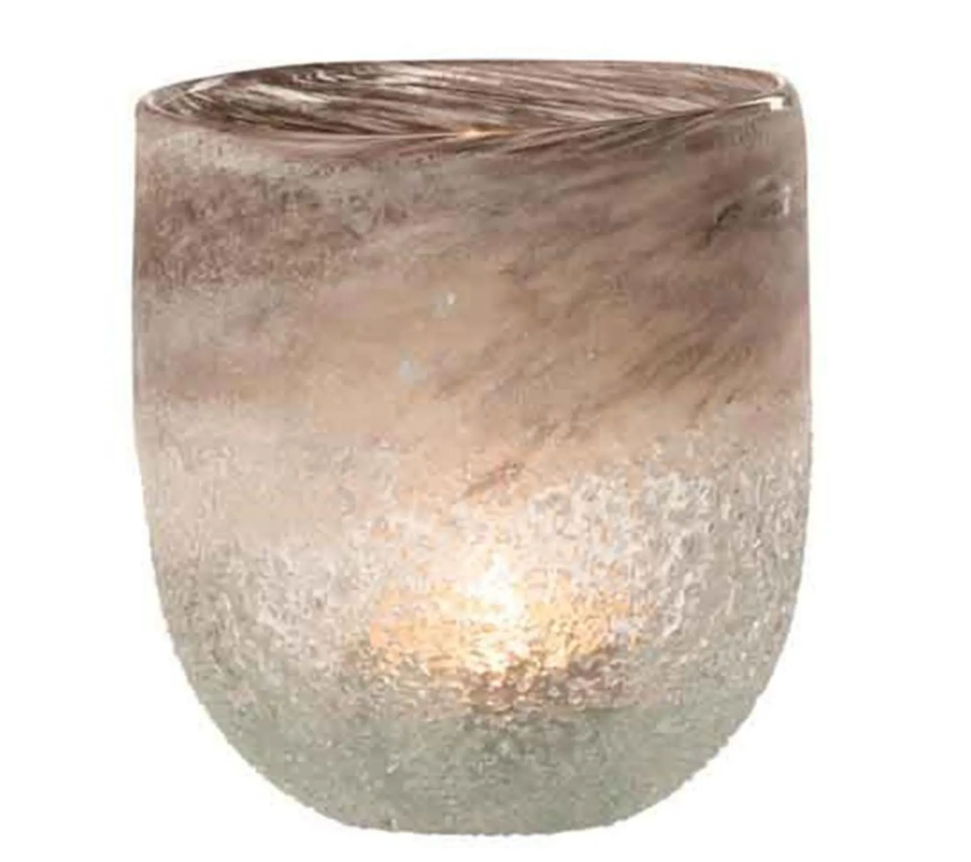 Best Sale * Photophore En Verre Design "Scavo" 15Cm Gris
