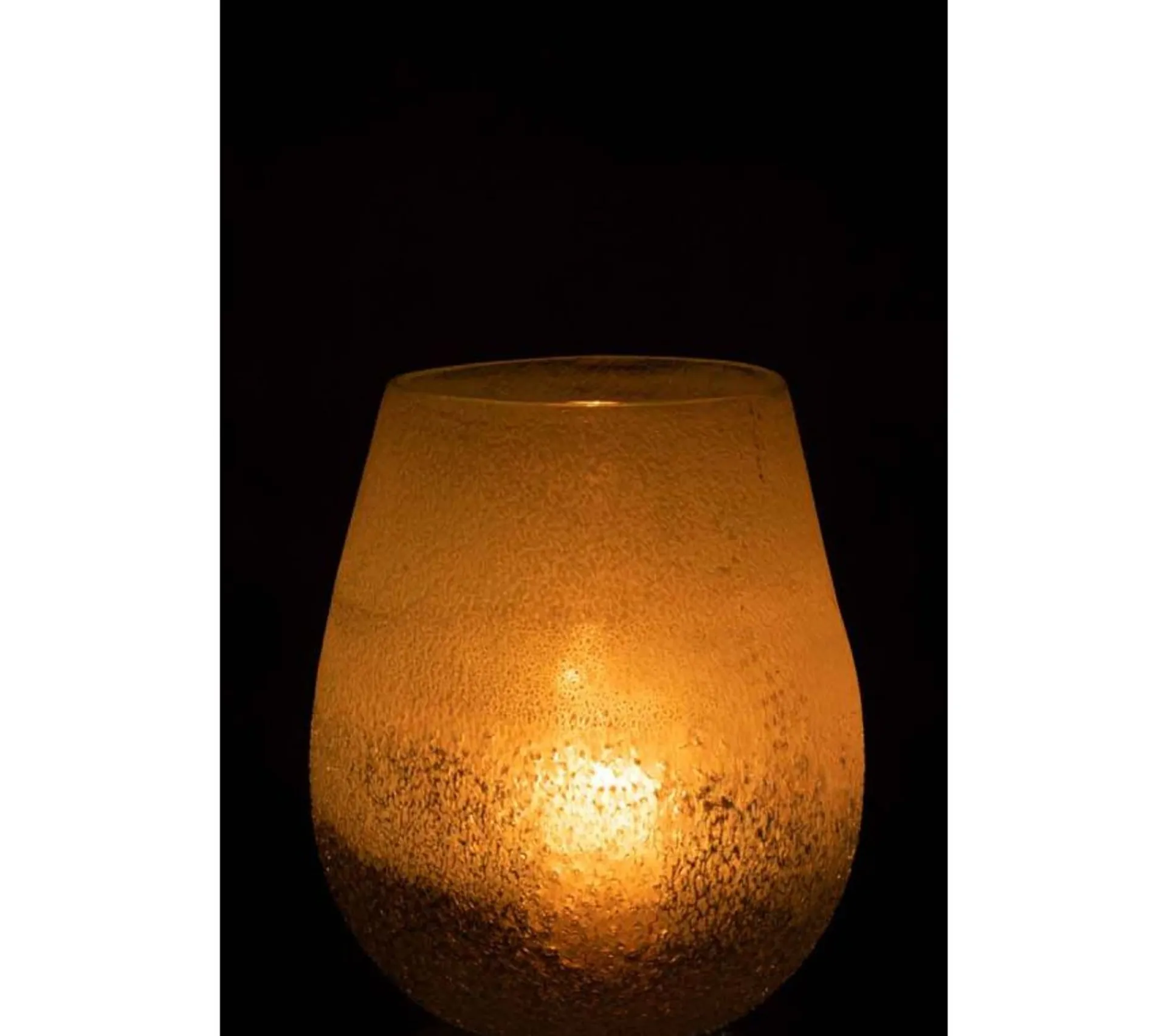 New * Photophore En Verre Design "Scavo" 22Cm Aqua