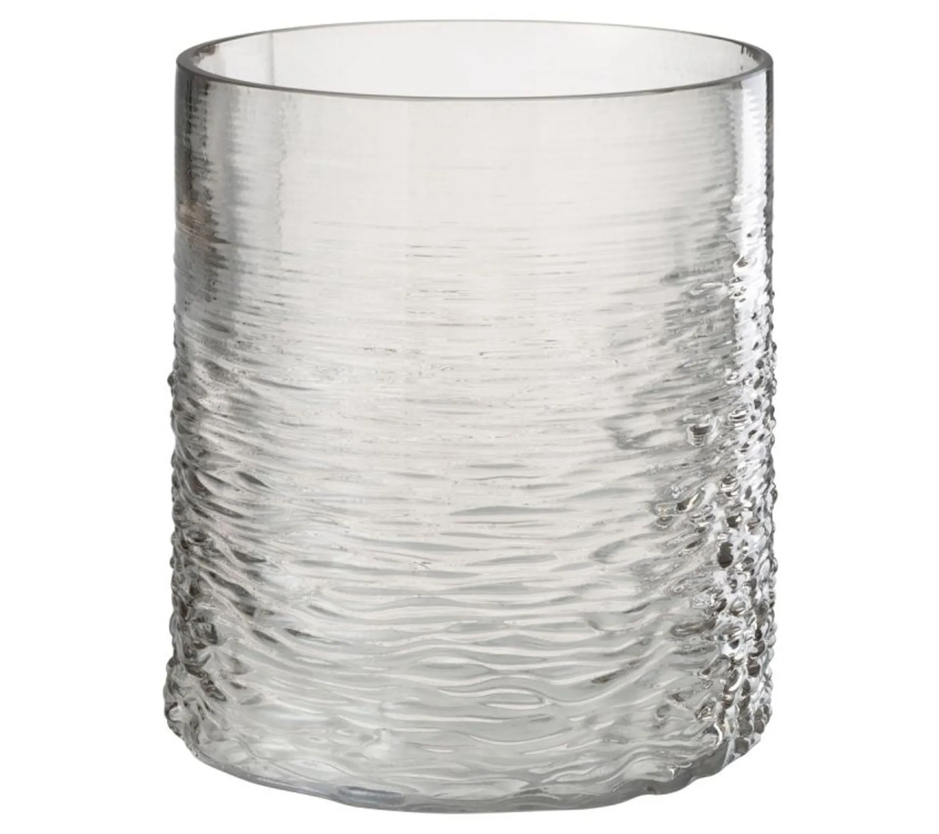 New * Photophore En Verre Design "Sladia" 22Cm Gris